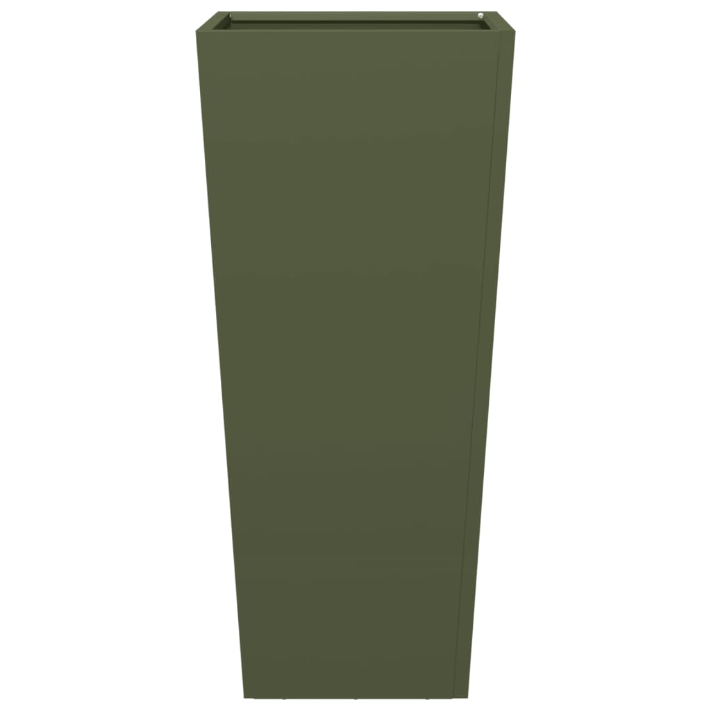 Plantenbak 35x35x75 cm staal olijfgroen