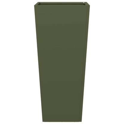 Plantenbak 35x35x75 cm staal olijfgroen