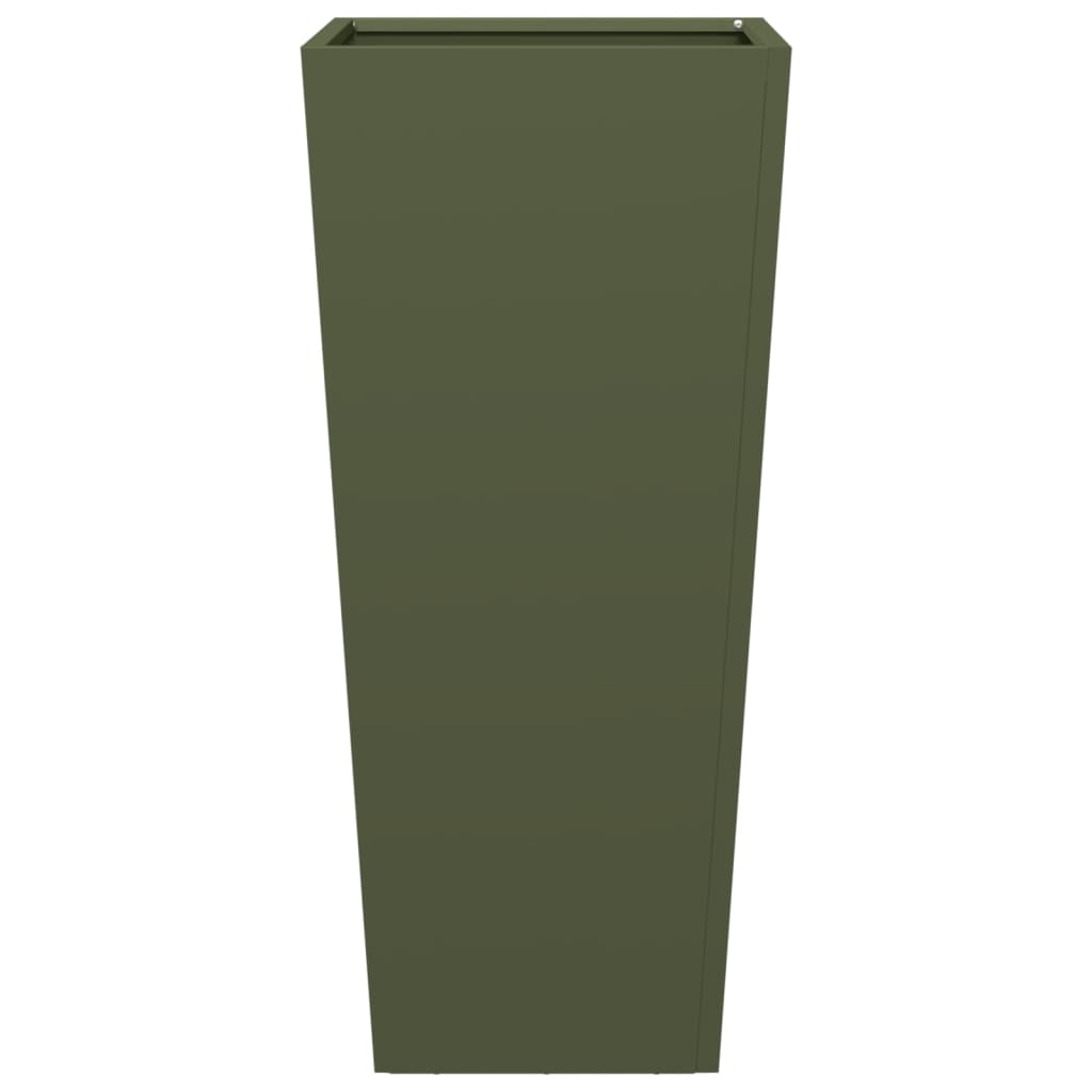 Plantenbak 35x35x75 cm staal olijfgroen