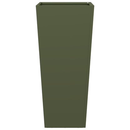 Plantenbak 35x35x75 cm staal olijfgroen