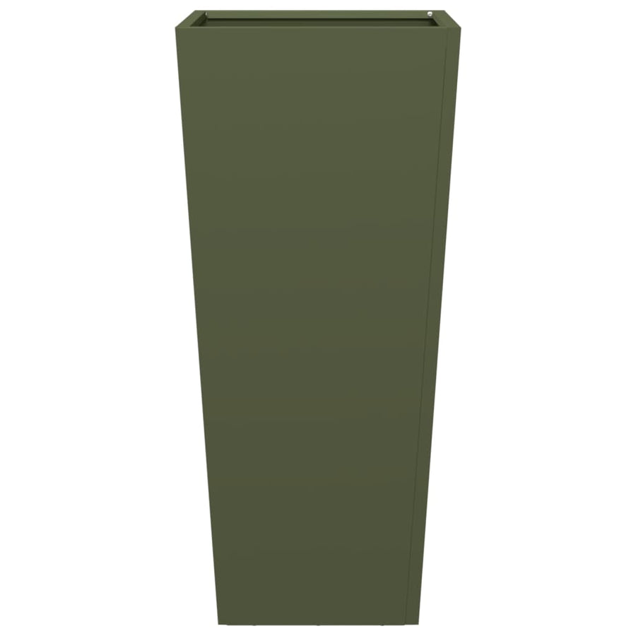 Plantenbak 35x35x75 cm staal olijfgroen