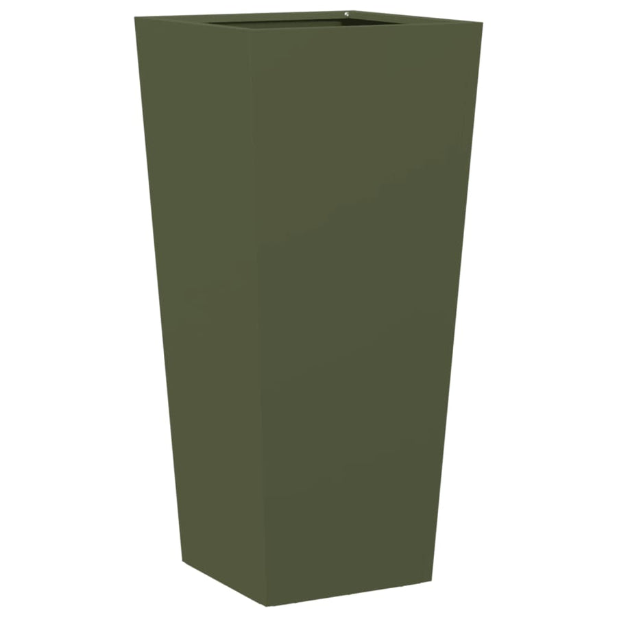 Plantenbakken 2 st 35x35x75 cm staal olijfgroen