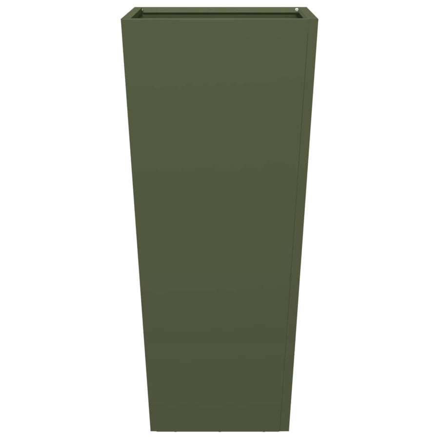 Plantenbakken 2 st 35x35x75 cm staal olijfgroen
