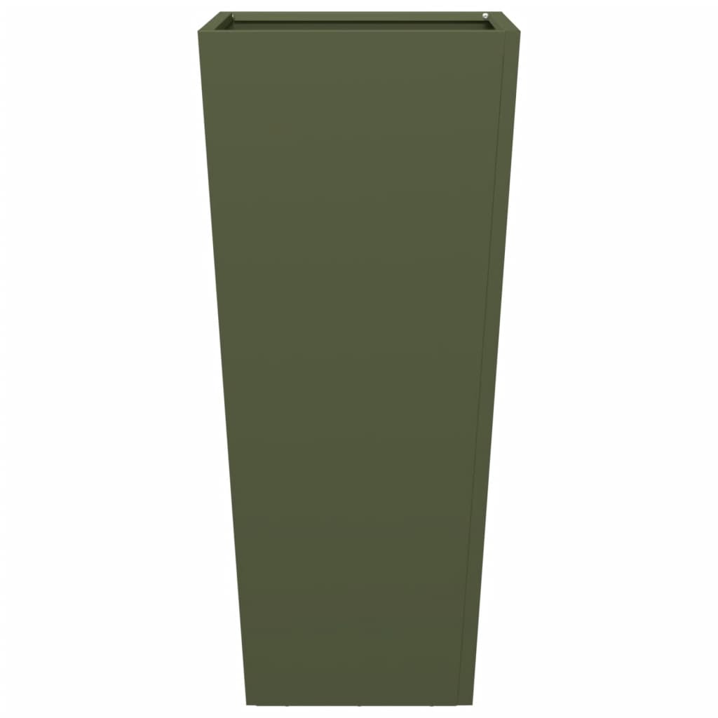 Plantenbakken 2 st 35x35x75 cm staal olijfgroen