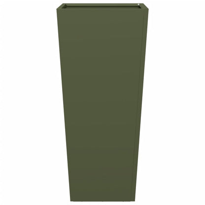 Plantenbakken 2 st 35x35x75 cm staal olijfgroen