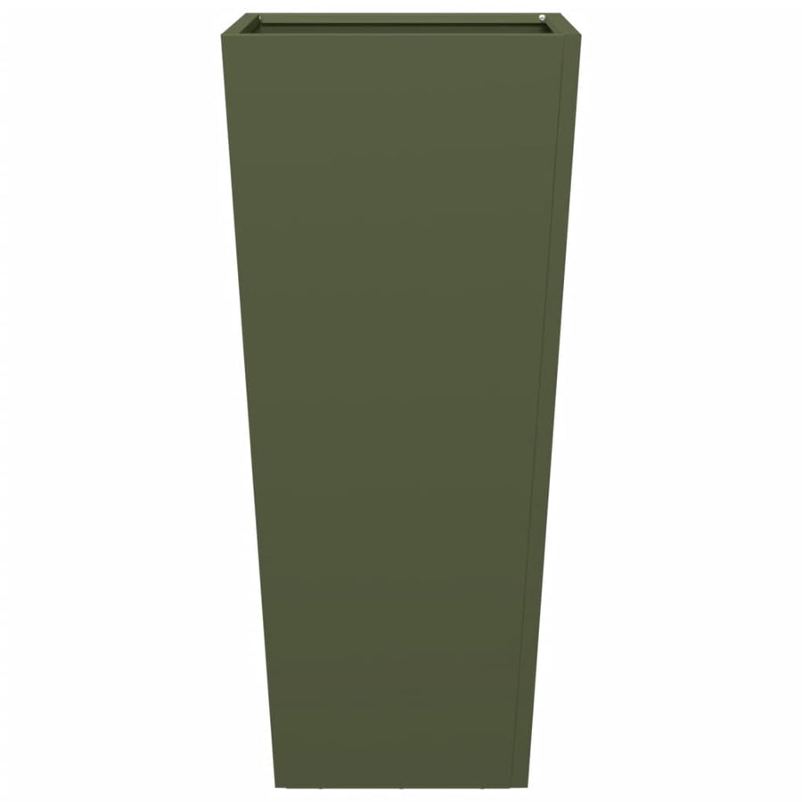 Plantenbakken 2 st 35x35x75 cm staal olijfgroen