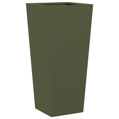 Plantenbakken 2 st 35x35x75 cm staal olijfgroen