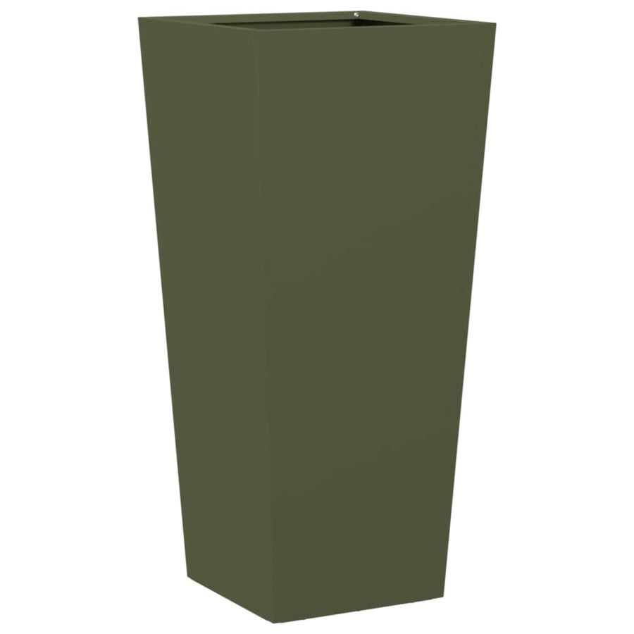 Plantenbakken 2 st 35x35x75 cm staal olijfgroen
