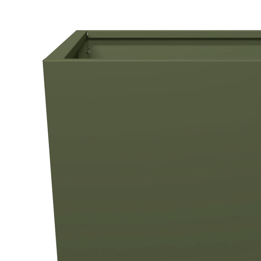 Plantenbakken 2 st 35x35x75 cm staal olijfgroen