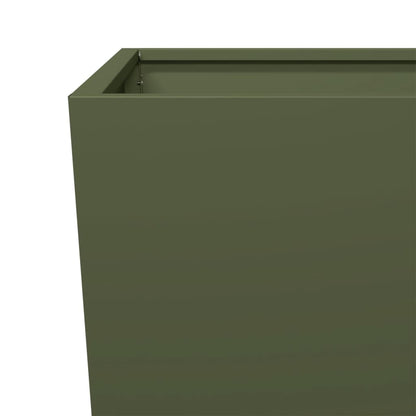 Plantenbakken 2 st 35x35x75 cm staal olijfgroen