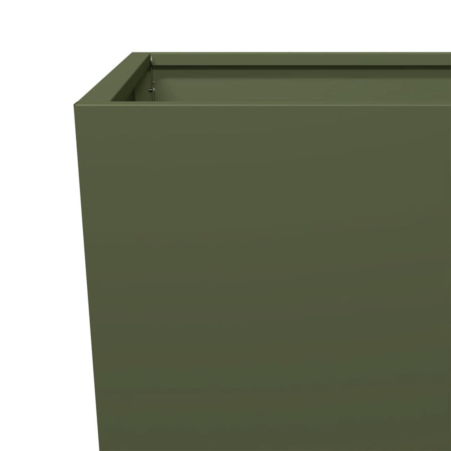 Plantenbakken 2 st 35x35x75 cm staal olijfgroen