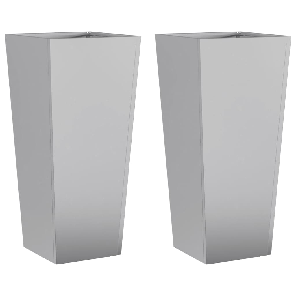 Plantenbakken 2 st 35x35x75 cm gegalvaniseerd staal