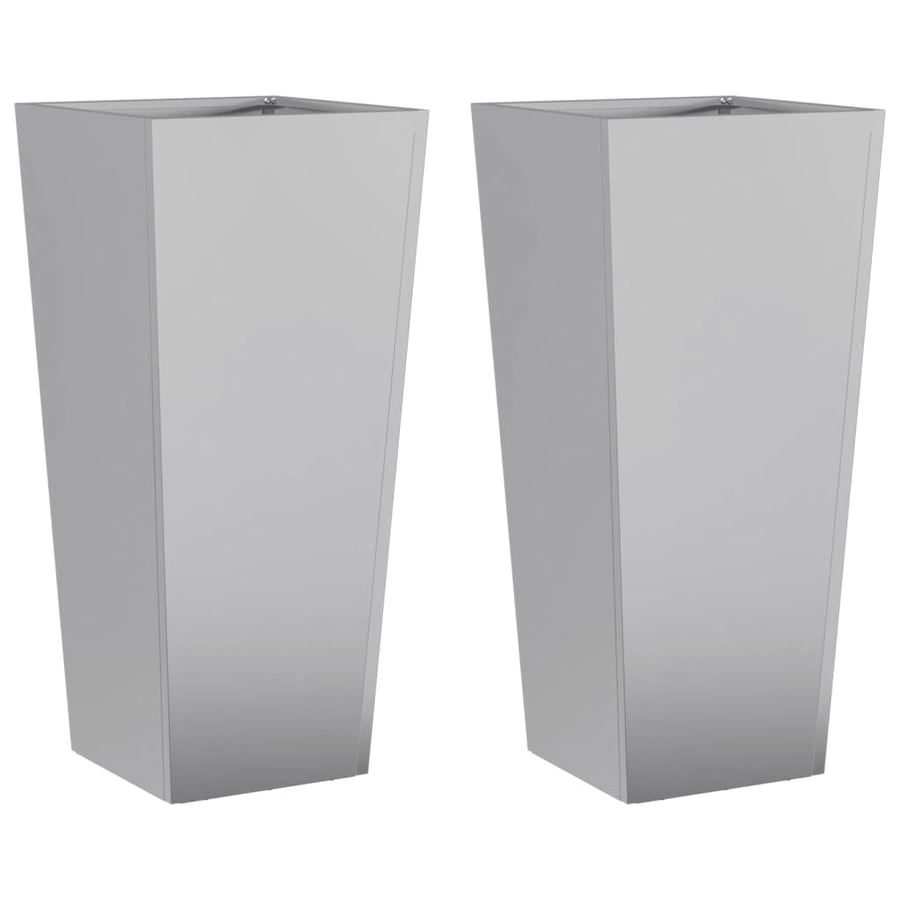 Plantenbakken 2 st 35x35x75 cm gegalvaniseerd staal