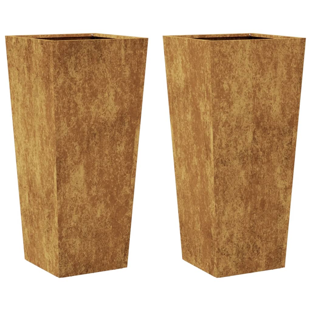 Plantenbakken 2 st 35x35x75 cm cortenstaal