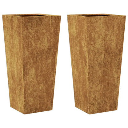 Plantenbakken 2 st 35x35x75 cm cortenstaal