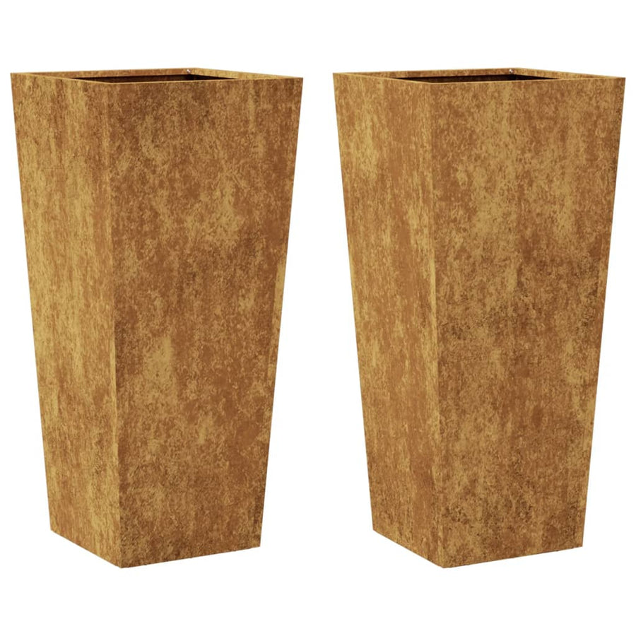 Plantenbakken 2 st 35x35x75 cm cortenstaal