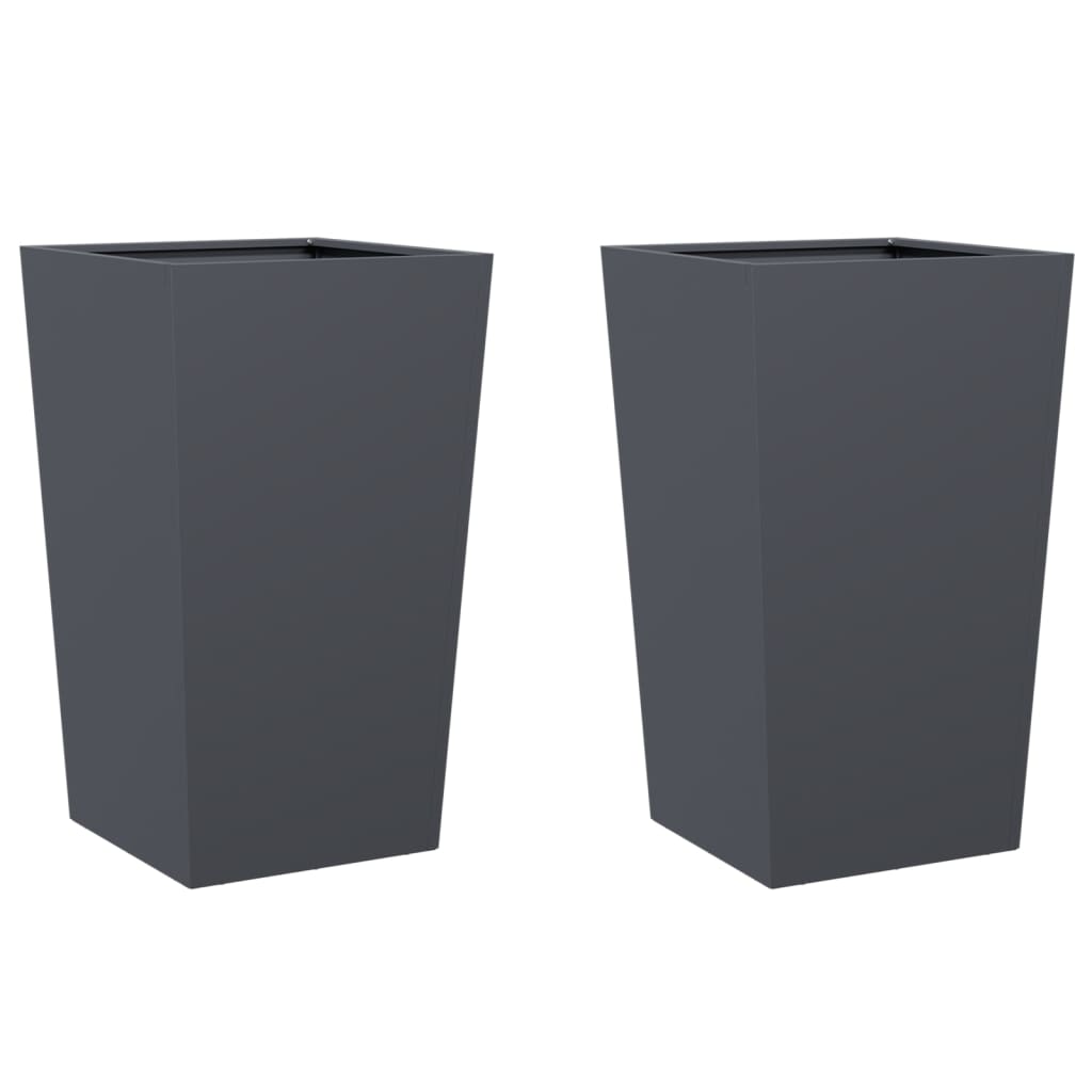 Plantenbakken 2 st 45x45x75 cm staal antracietkleurig