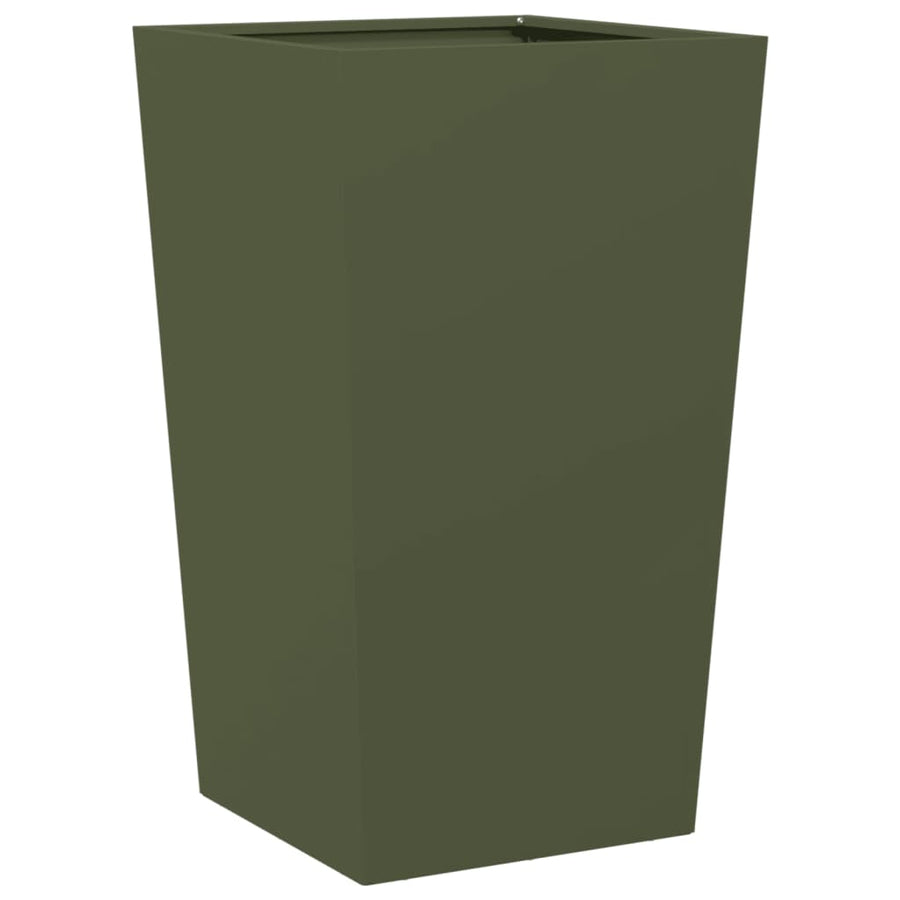 Plantenbak 45x45x75 cm staal olijfgroen