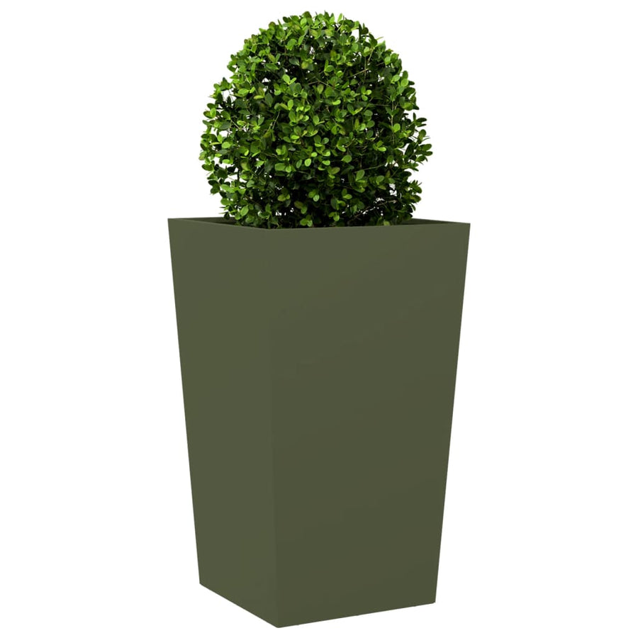 Plantenbak 45x45x75 cm staal olijfgroen