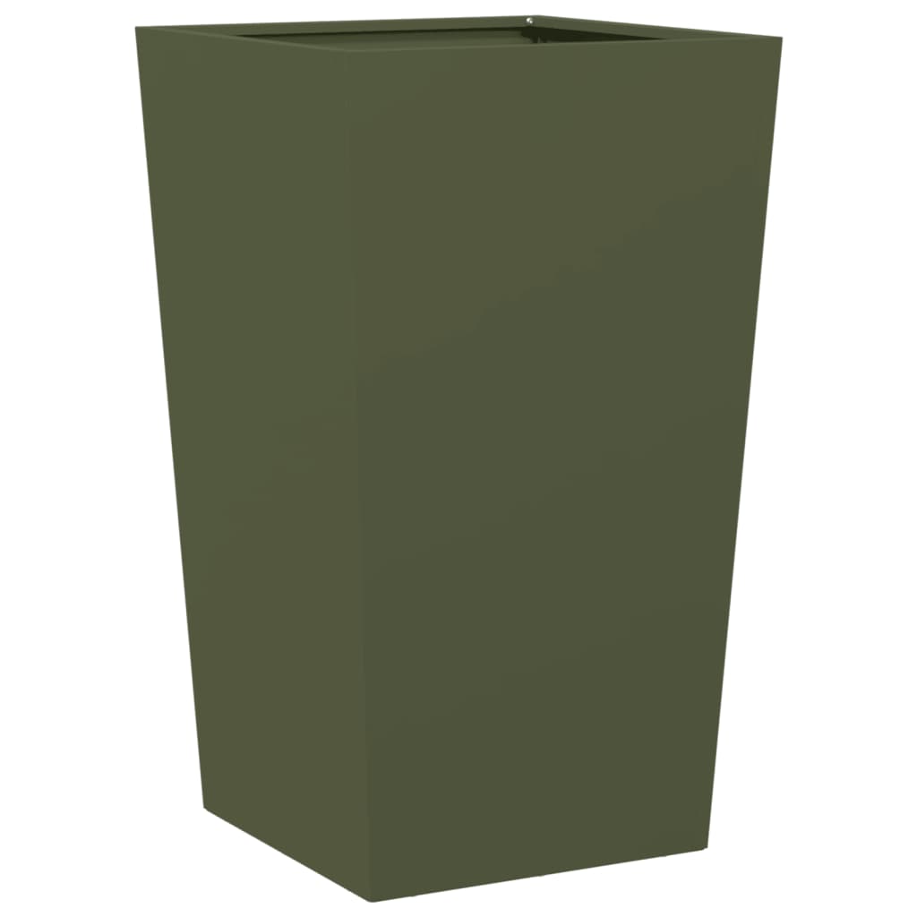 Plantenbak 45x45x75 cm staal olijfgroen