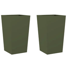 Plantenbakken 2 st 45x45x75 cm staal olijfgroen