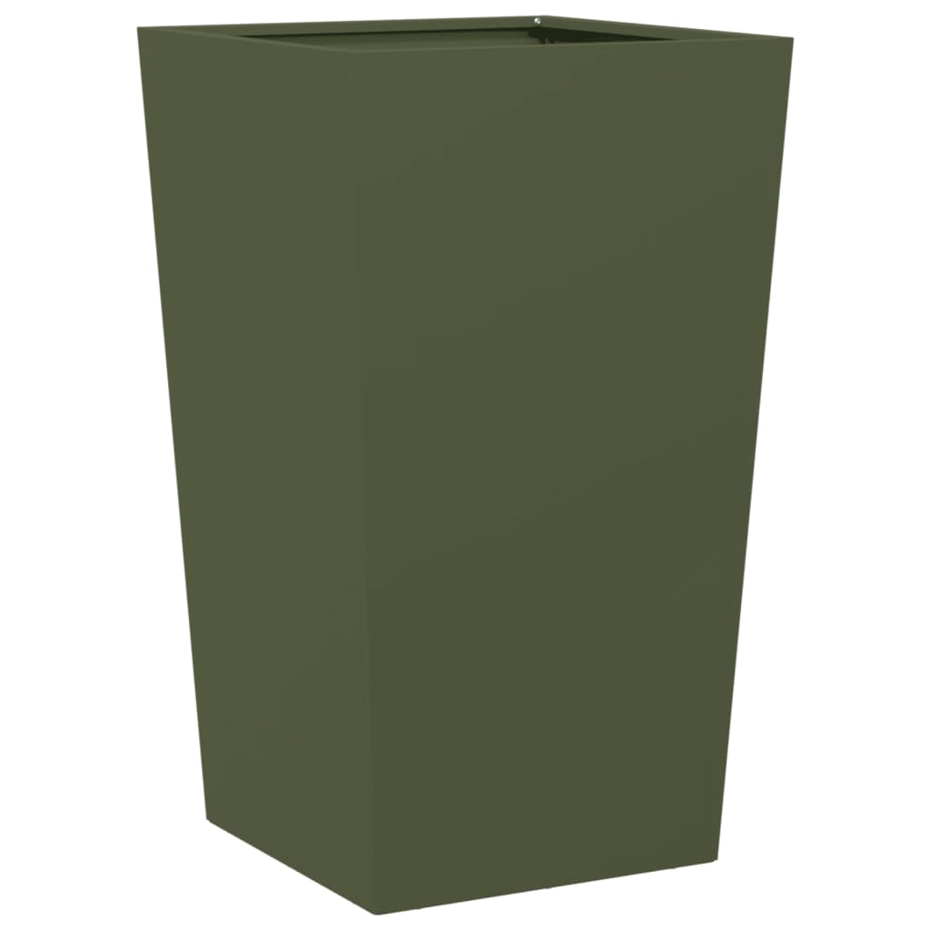 Plantenbakken 2 st 45x45x75 cm staal olijfgroen