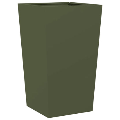 Plantenbakken 2 st 45x45x75 cm staal olijfgroen