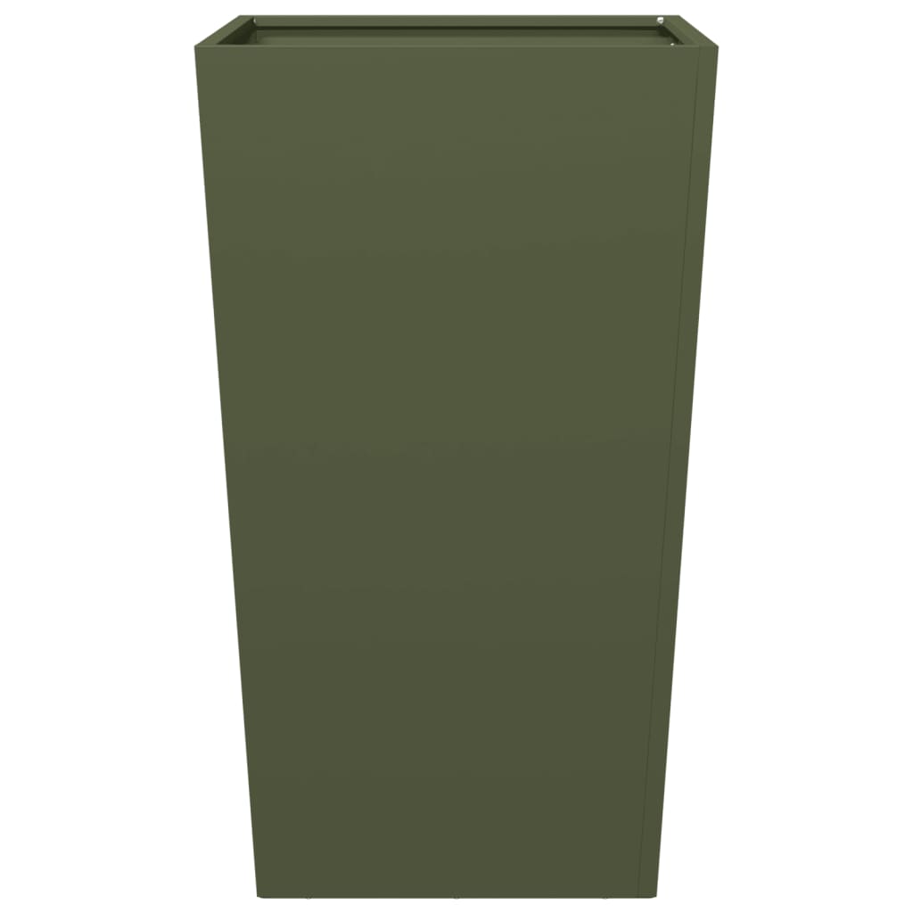 Plantenbakken 2 st 45x45x75 cm staal olijfgroen