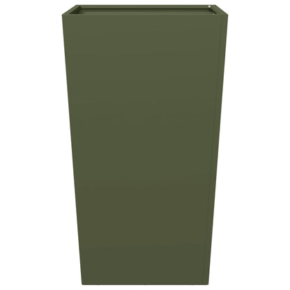 Plantenbakken 2 st 45x45x75 cm staal olijfgroen