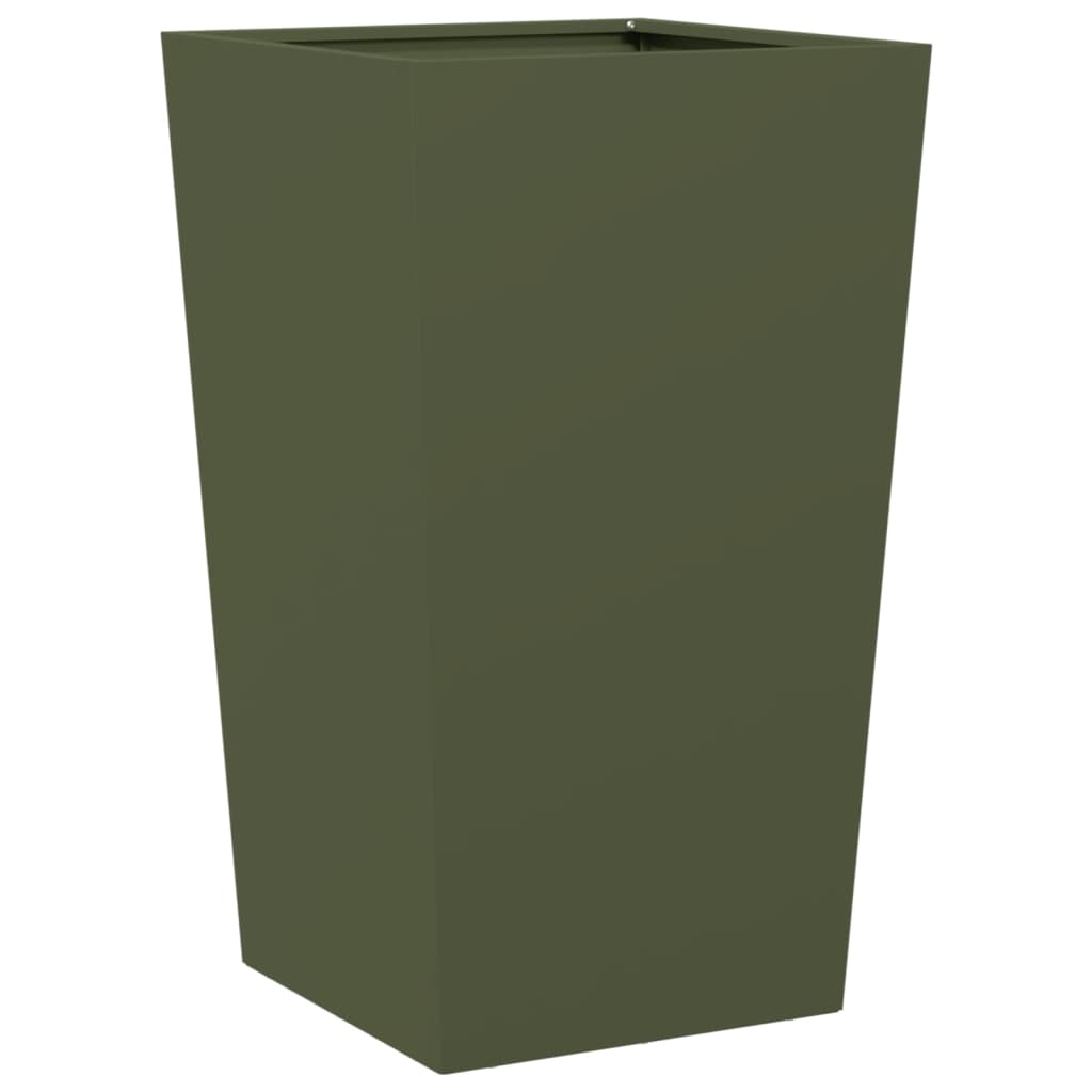 Plantenbakken 2 st 45x45x75 cm staal olijfgroen