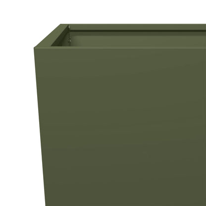 Plantenbakken 2 st 45x45x75 cm staal olijfgroen