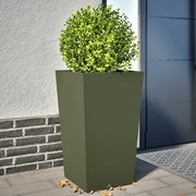 Plantenbak 45x45x75 cm staal olijfgroen 2 stuks