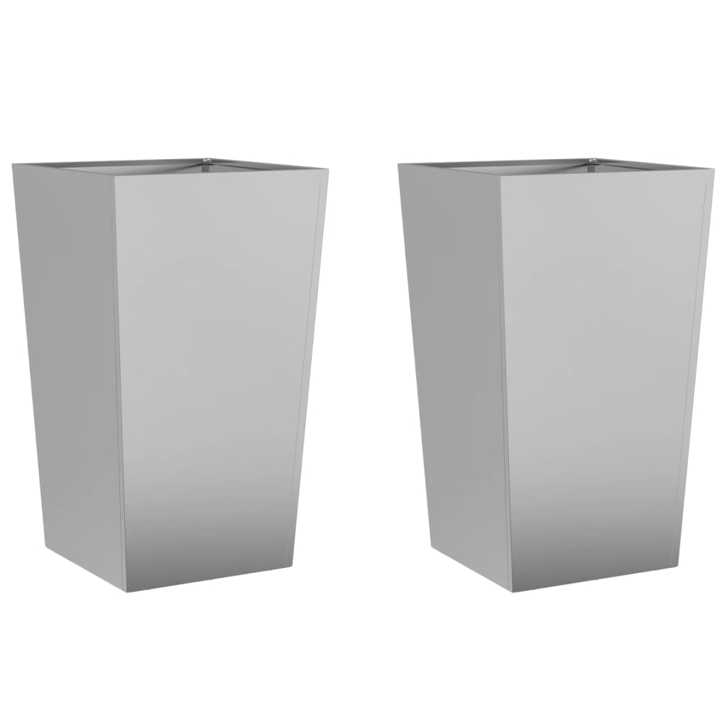 Plantenbakken 2 st 45x45x75 cm gegalvaniseerd staal