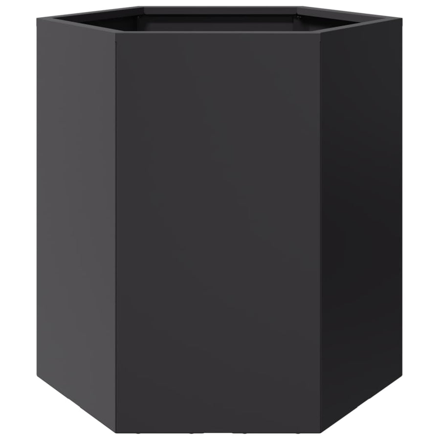 Plantenbak zeshoek 46x40x45 cm staal zwart