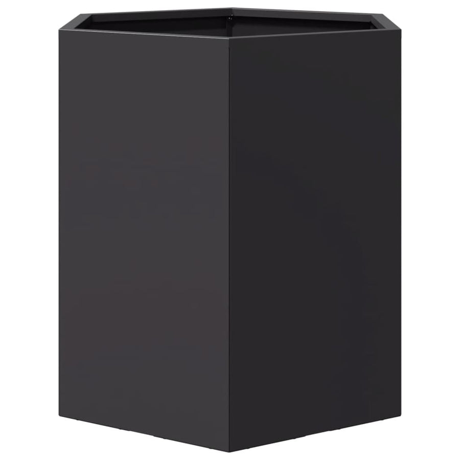 Plantenbak zeshoek 46x40x45 cm staal zwart