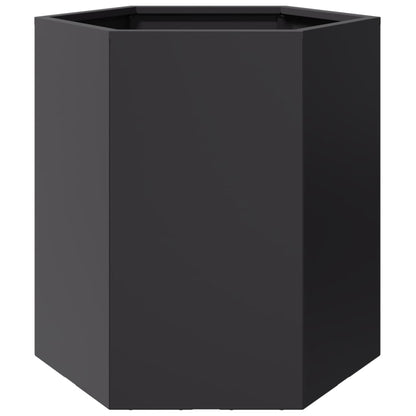 Plantenbak zeshoek 46x40x45 cm staal zwart