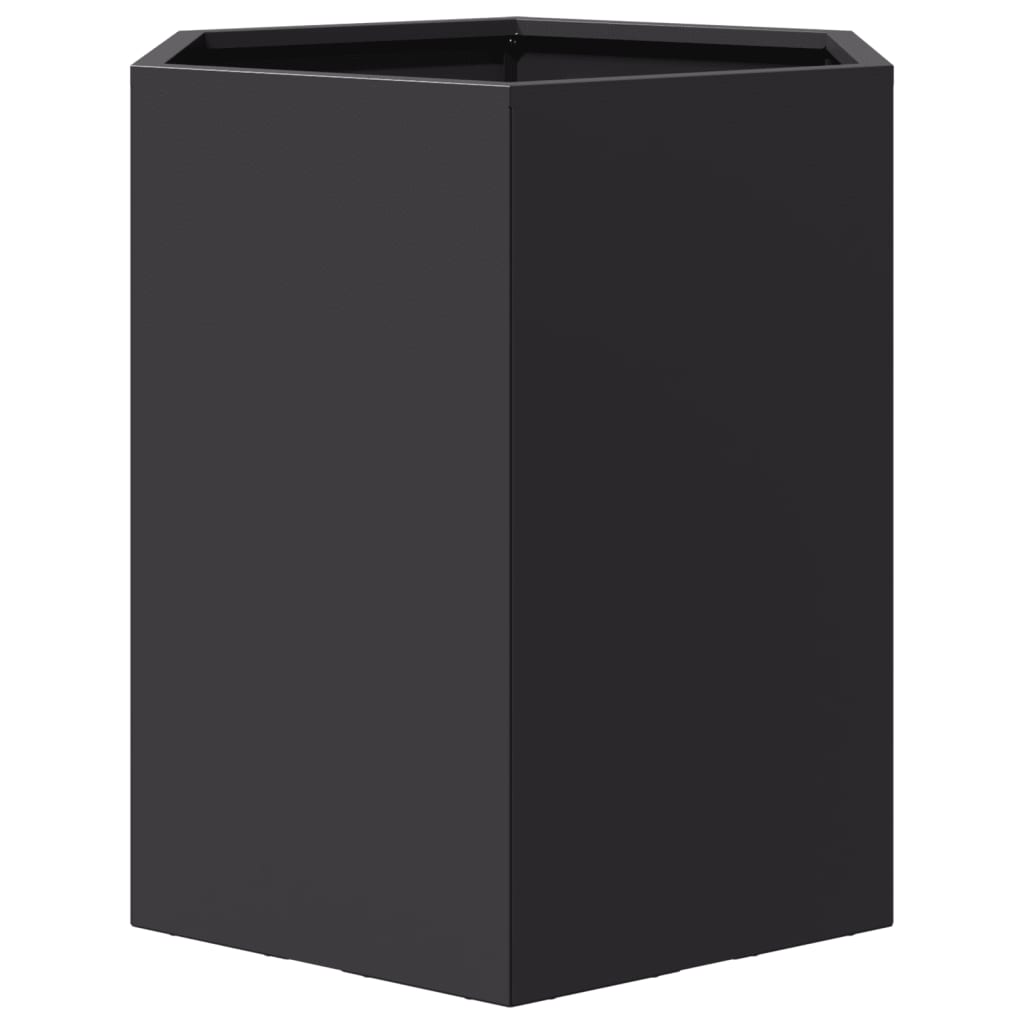 Plantenbakken 2 st zeshoek 46x40x45 cm staal zwart