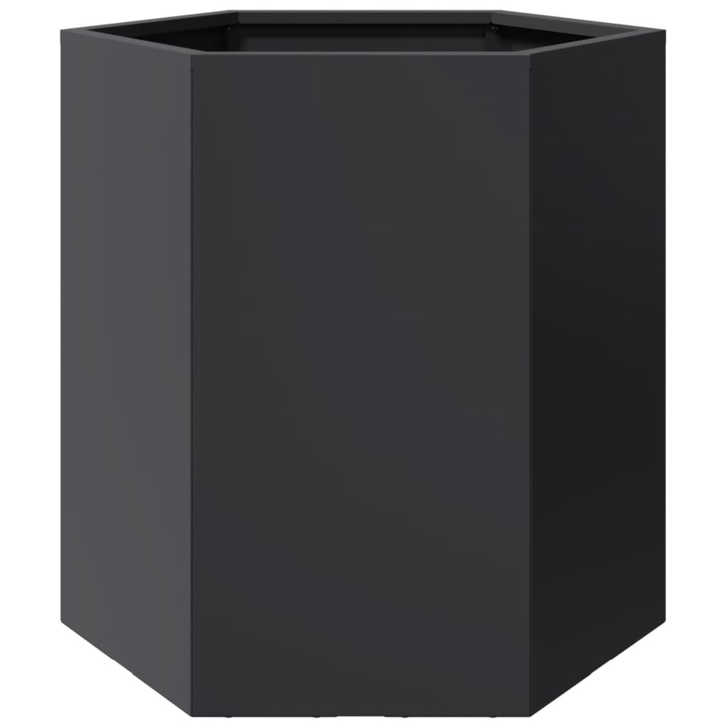 Plantenbakken 2 st zeshoek 46x40x45 cm staal zwart