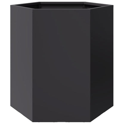 Plantenbakken 2 st zeshoek 46x40x45 cm staal zwart