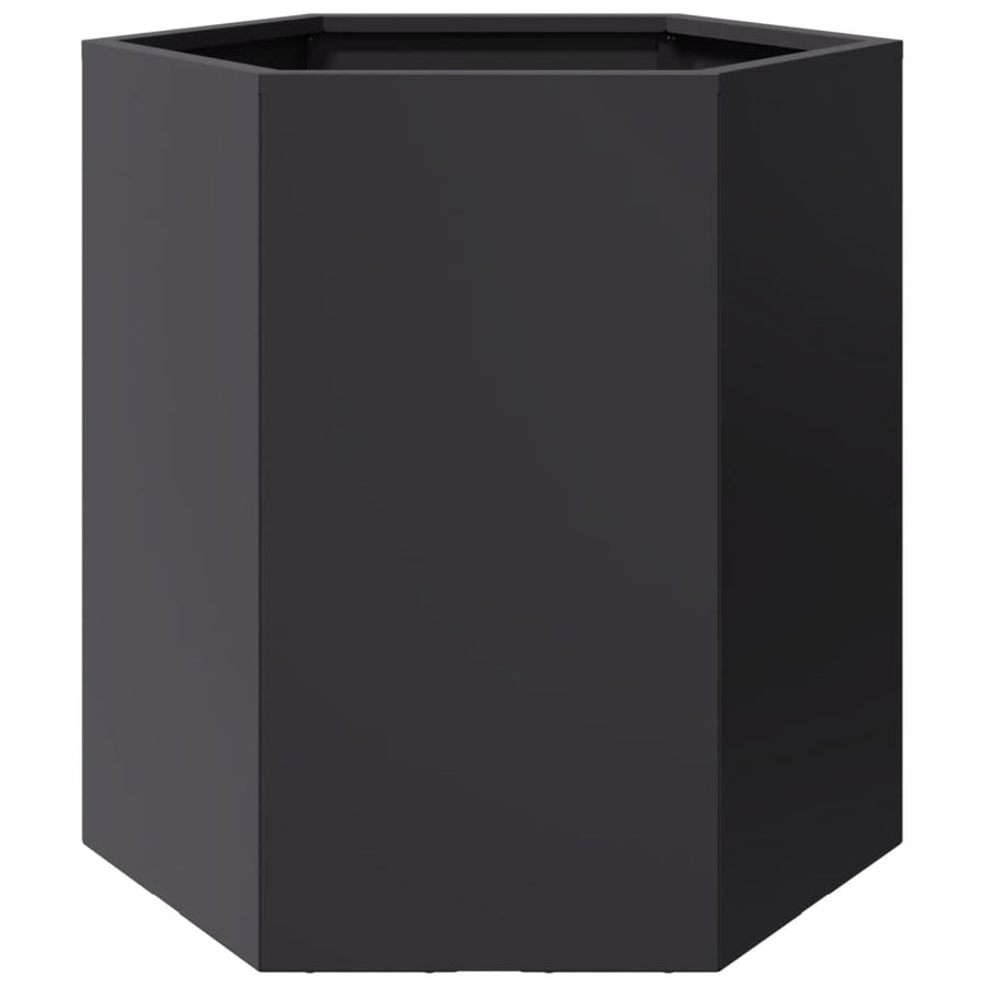 Plantenbakken 2 st zeshoek 46x40x45 cm staal zwart
