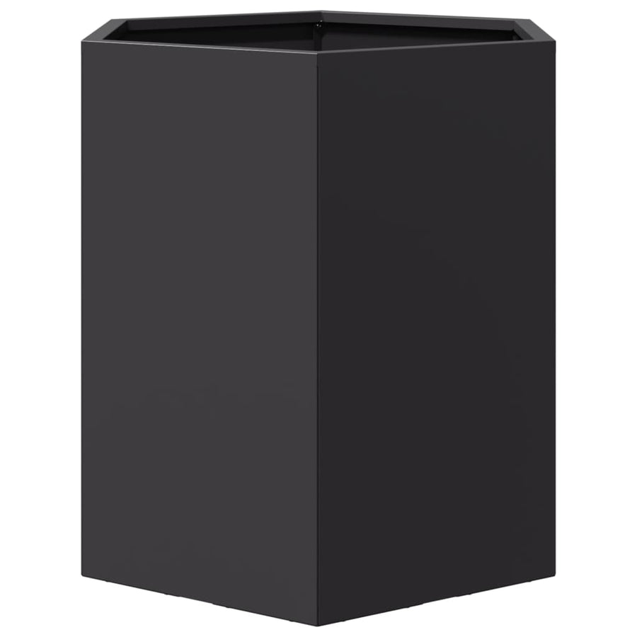 Plantenbakken 2 st zeshoek 46x40x45 cm staal zwart