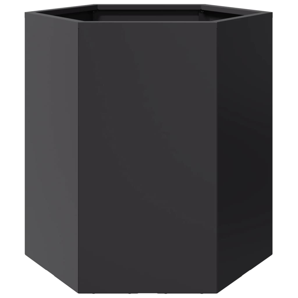 Plantenbakken 2 st zeshoek 46x40x45 cm staal zwart