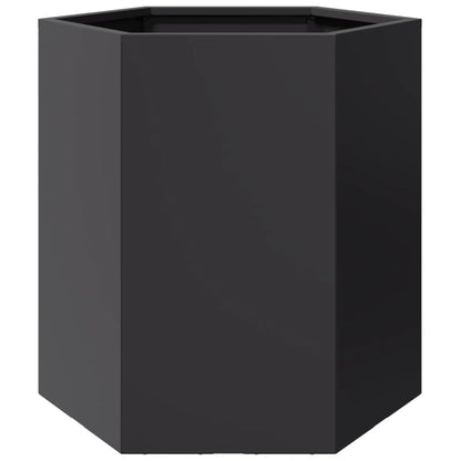 Plantenbakken 2 st zeshoek 46x40x45 cm staal zwart