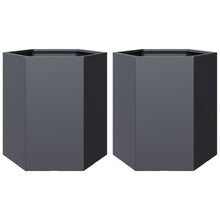 Plantenbakken 2 st zeshoek 46x40x45 cm staal antracietkleurig