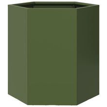Plantenbak zeshoek 46x40x45 cm staal olijfgroen