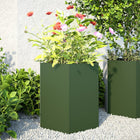 Planters 2 pcs hexagonal 46x40x45 cm steel olive green