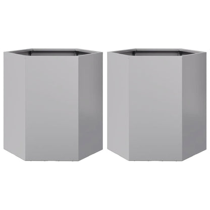 Plantenbakken 2 st zeshoek 46x40x45 cm gegalvaniseerd staal
