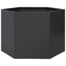 Plantenbak zeshoek 69x60x45 cm staal zwart