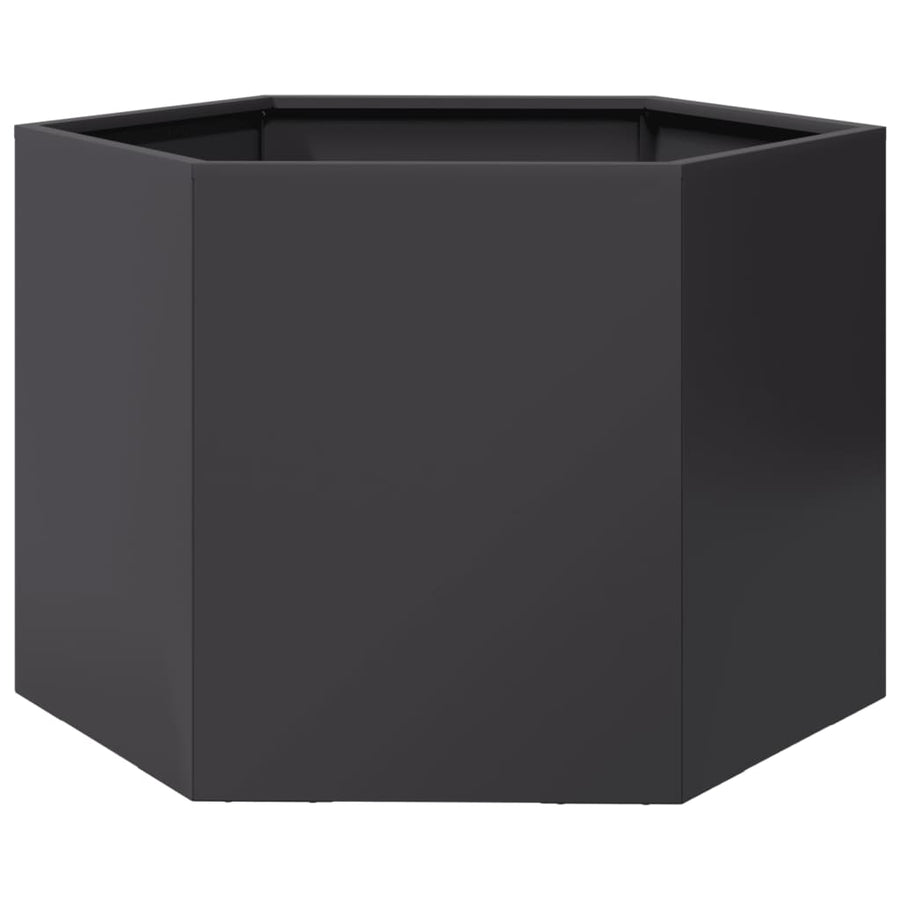 Plantenbak zeshoek 69x60x45 cm staal zwart