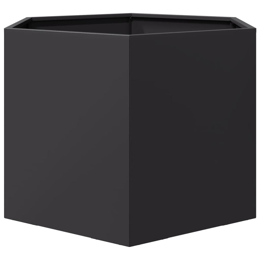 Plantenbak zeshoek 69x60x45 cm staal zwart